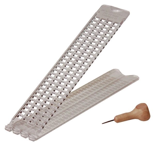 Pocket Braille Slate (Pins Up), Clear Plastic with Large Handle Stylus